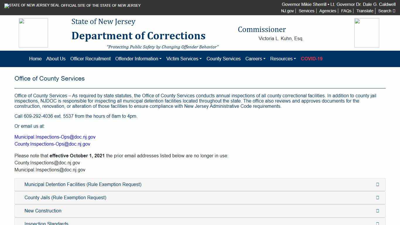 The Official Website for the New Jersey Department of Corrections Office of County Services